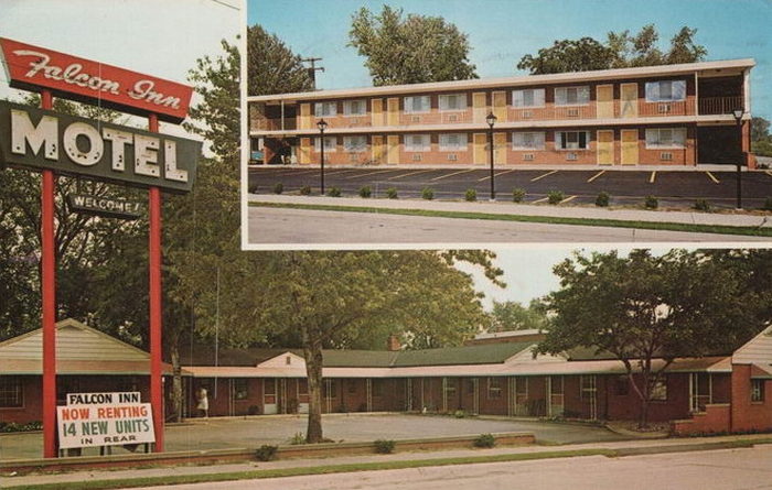 Falcon Inn (Detroit Motel, Moores Motel) - Old Postcard Photo (newer photo)